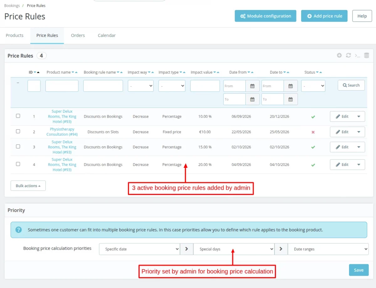 booking price rules
