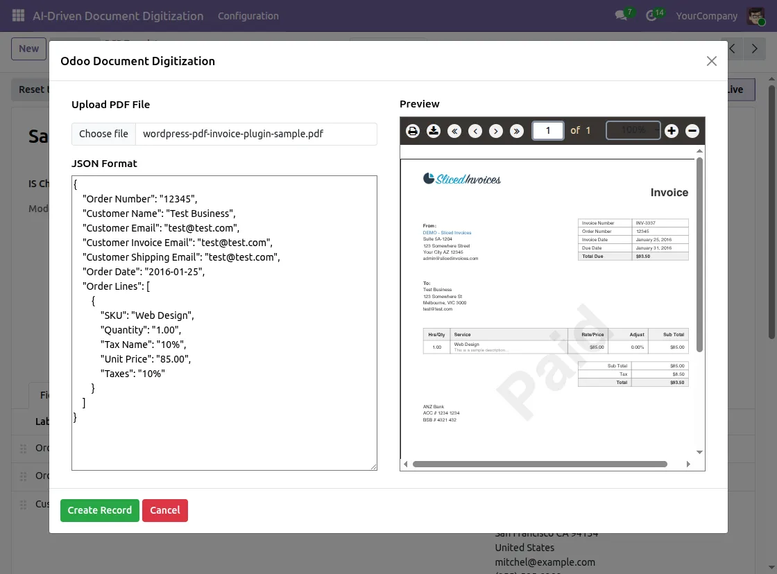 json format section