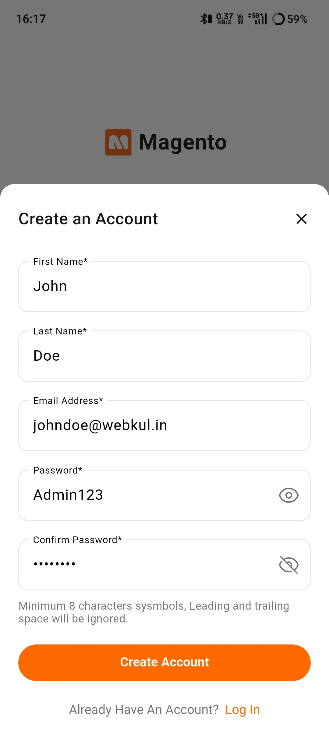 mobikul-create-account-page