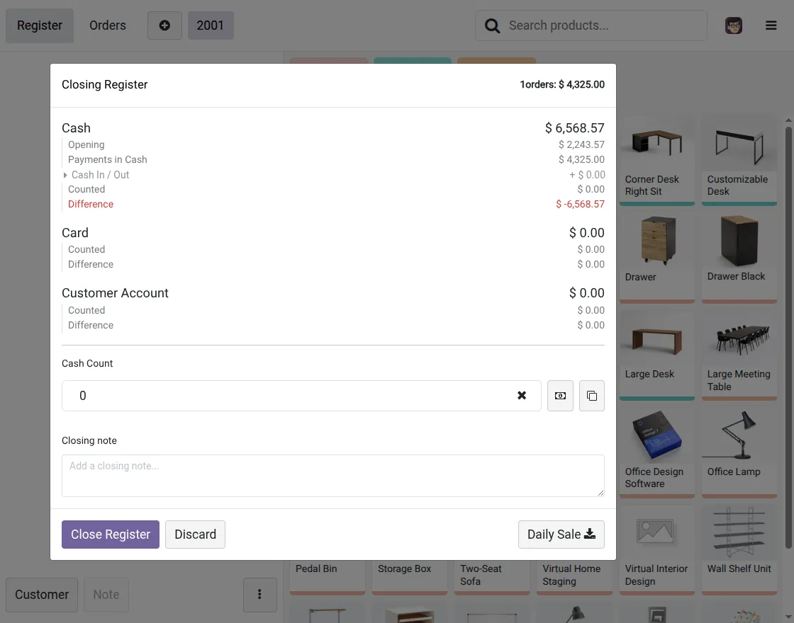cash in-out button hidden