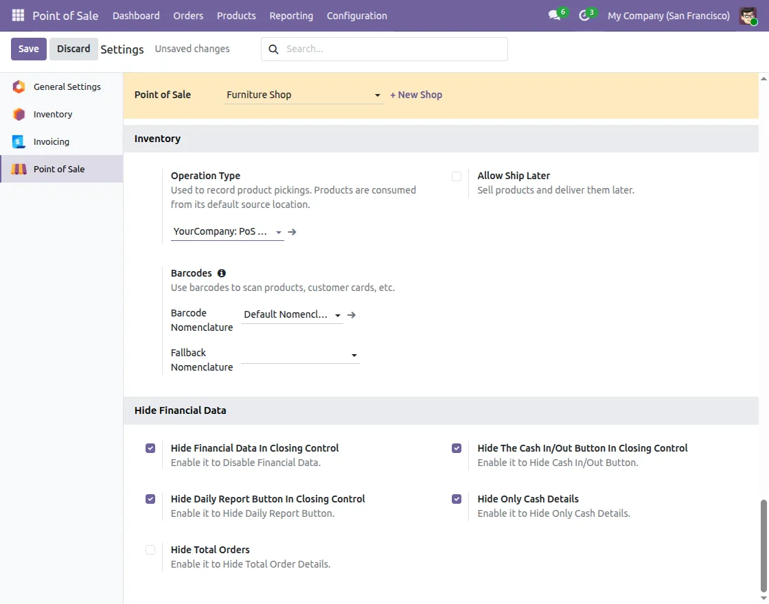 enable hide cash details
