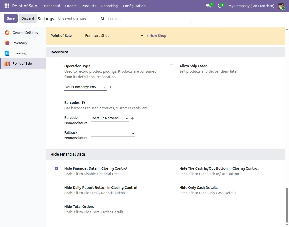 check hide financial data