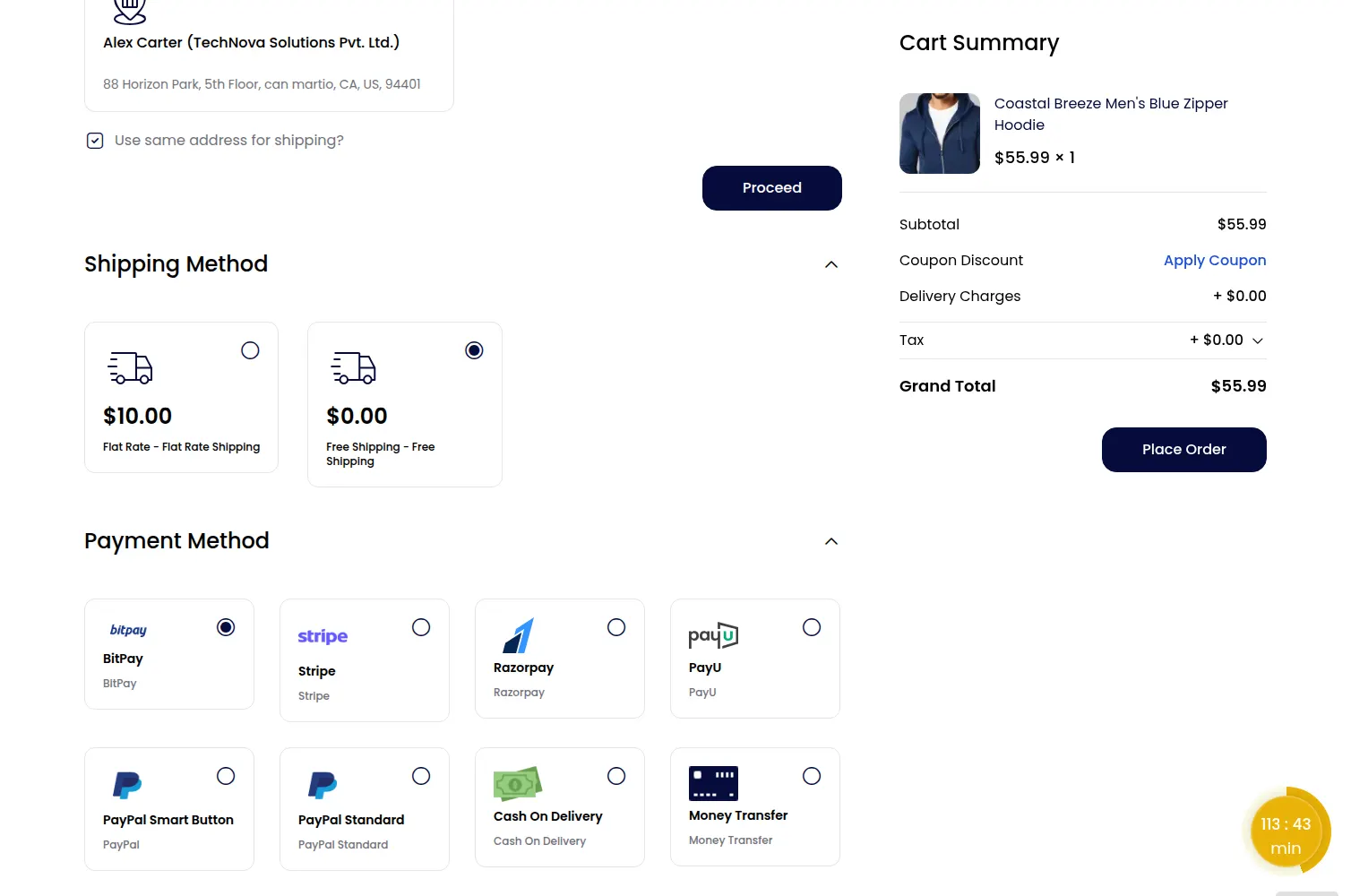 select bitpay payment method