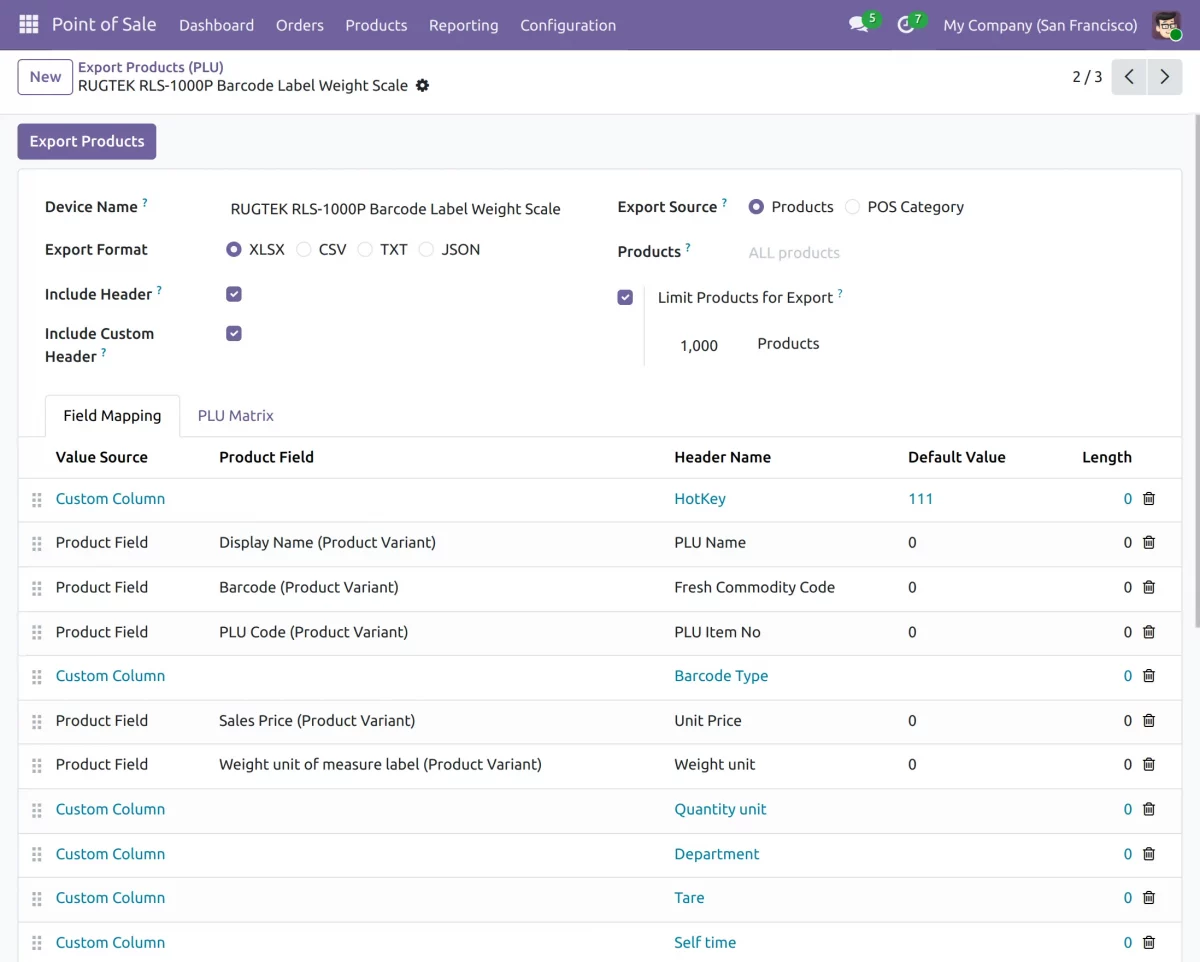 plu export configuration management