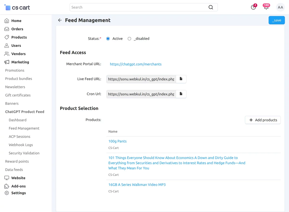 feed access section