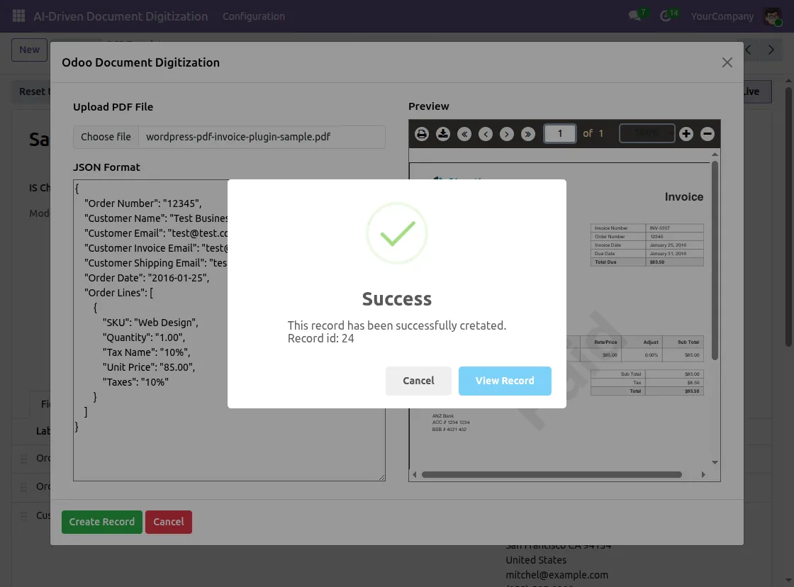 success popup