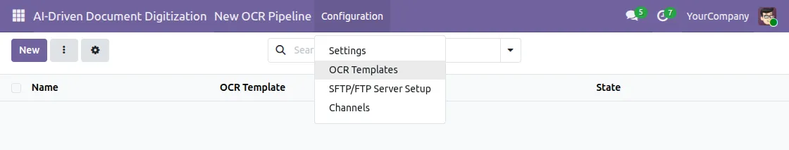 template configuration setting
