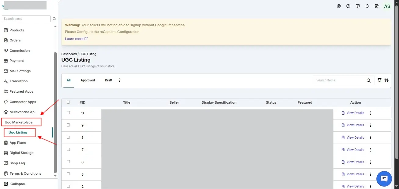 UGC Admin View