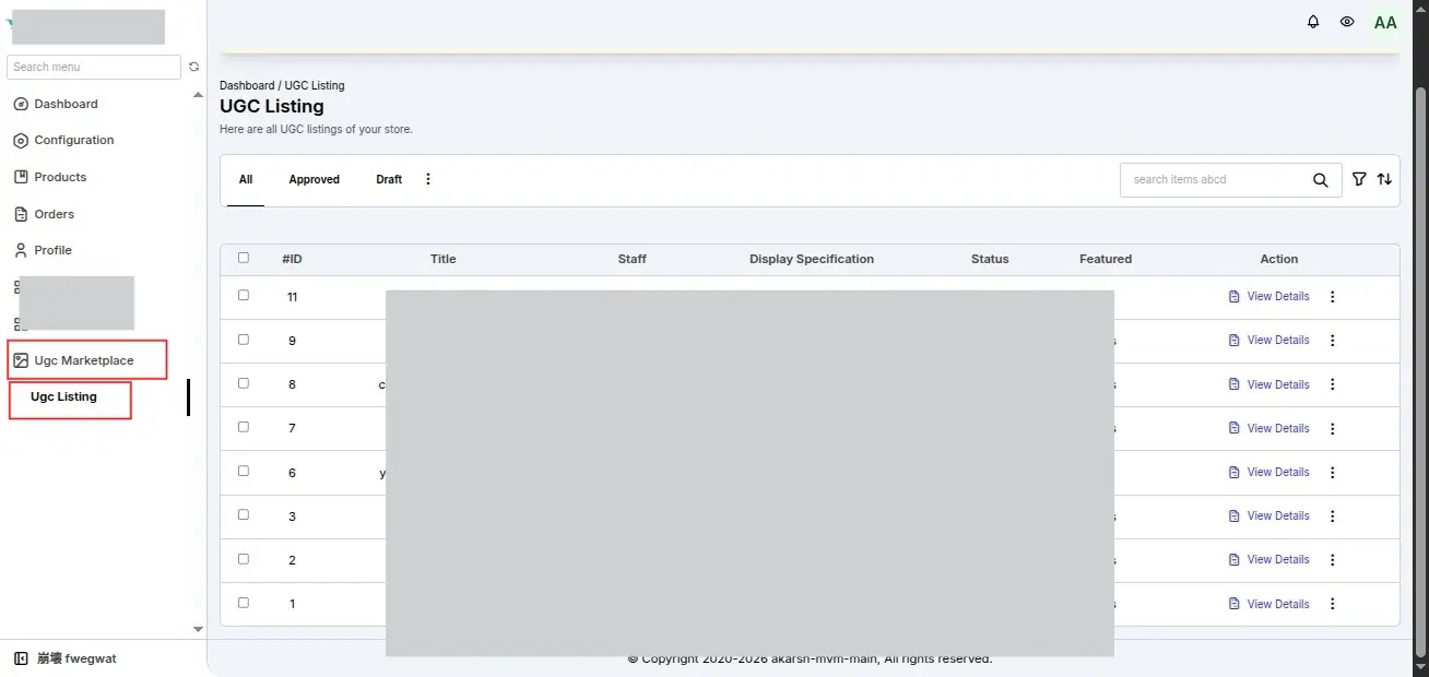 UGC Seller View