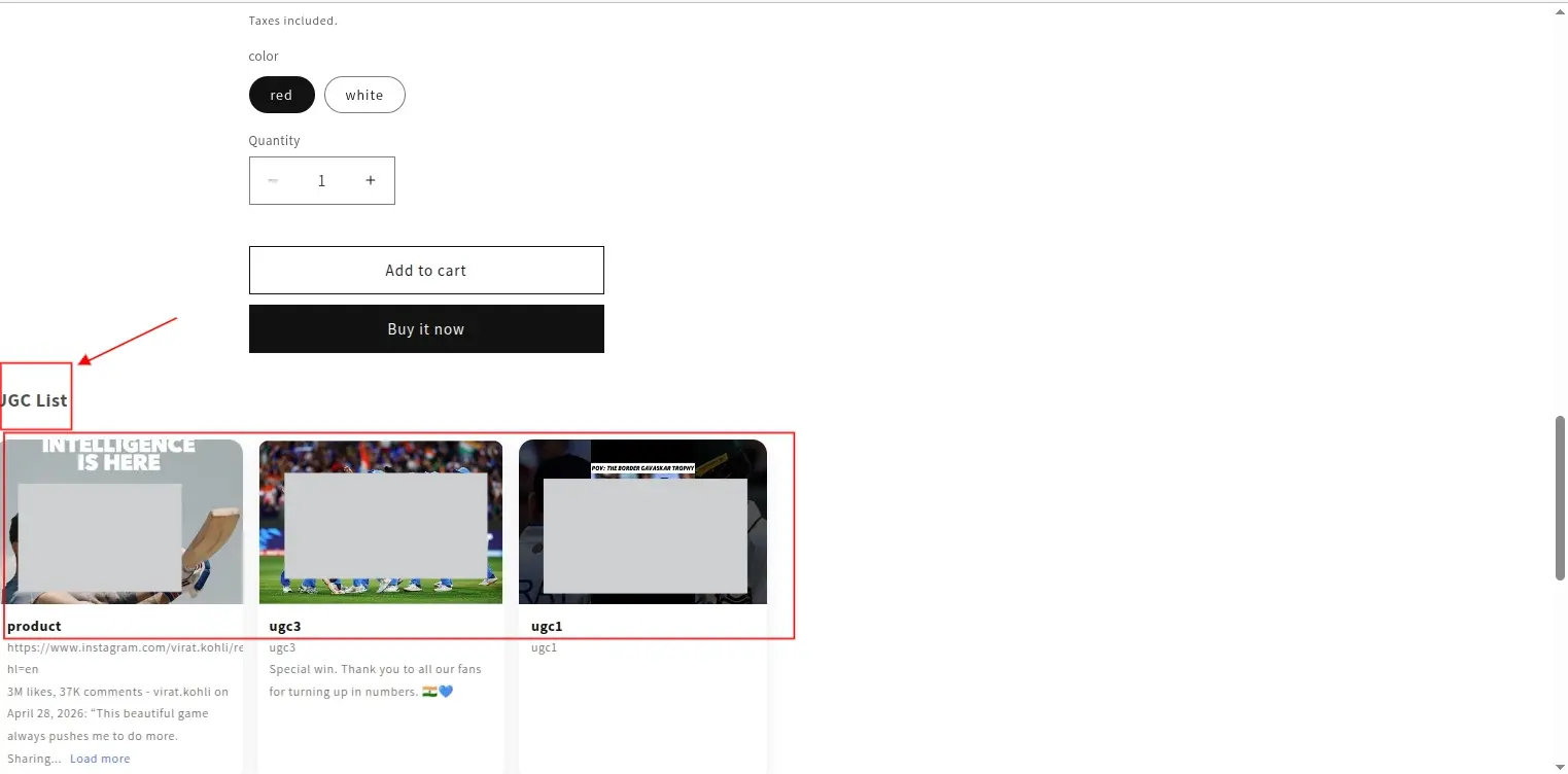 UGC Product Page