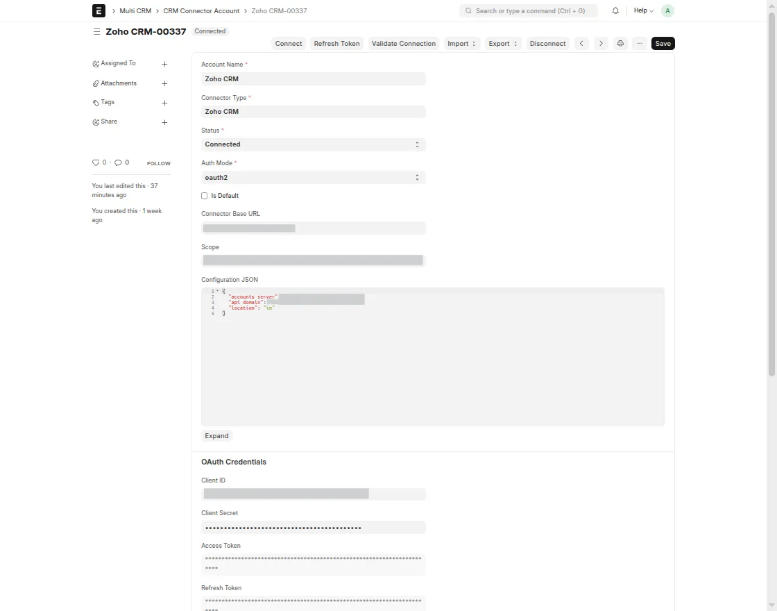 Create connector account