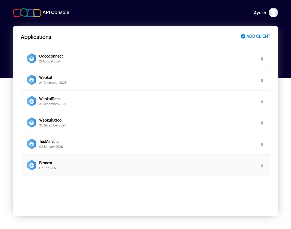 zoho developer console
