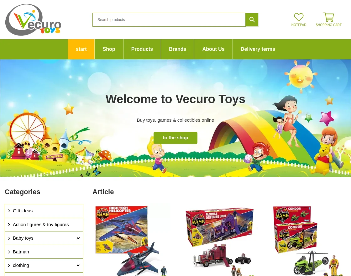 webkul woocommerce vecuro toys homepage