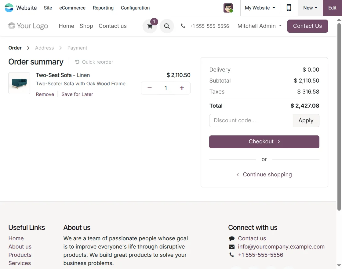 website payment page