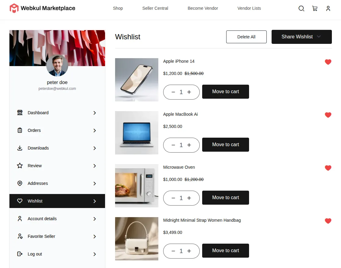  WooCommerce Marketplace Theme wishlist