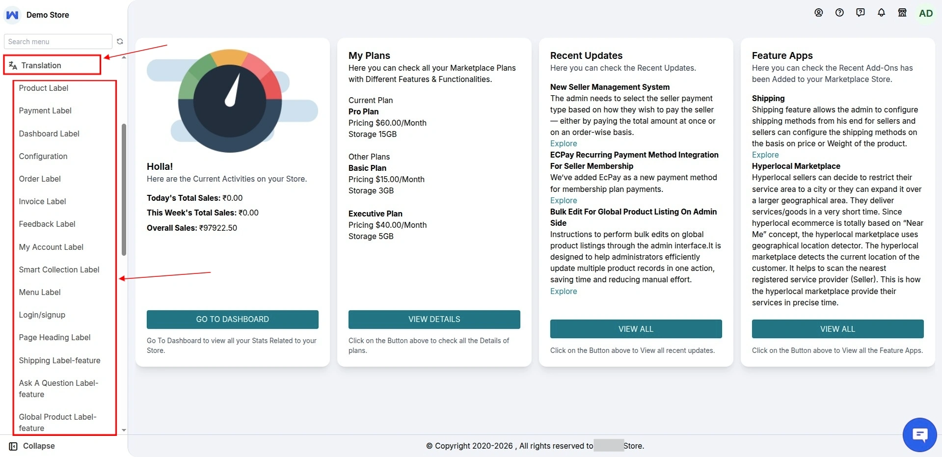 Multivendor Marketplace for Shopify: Label Translations