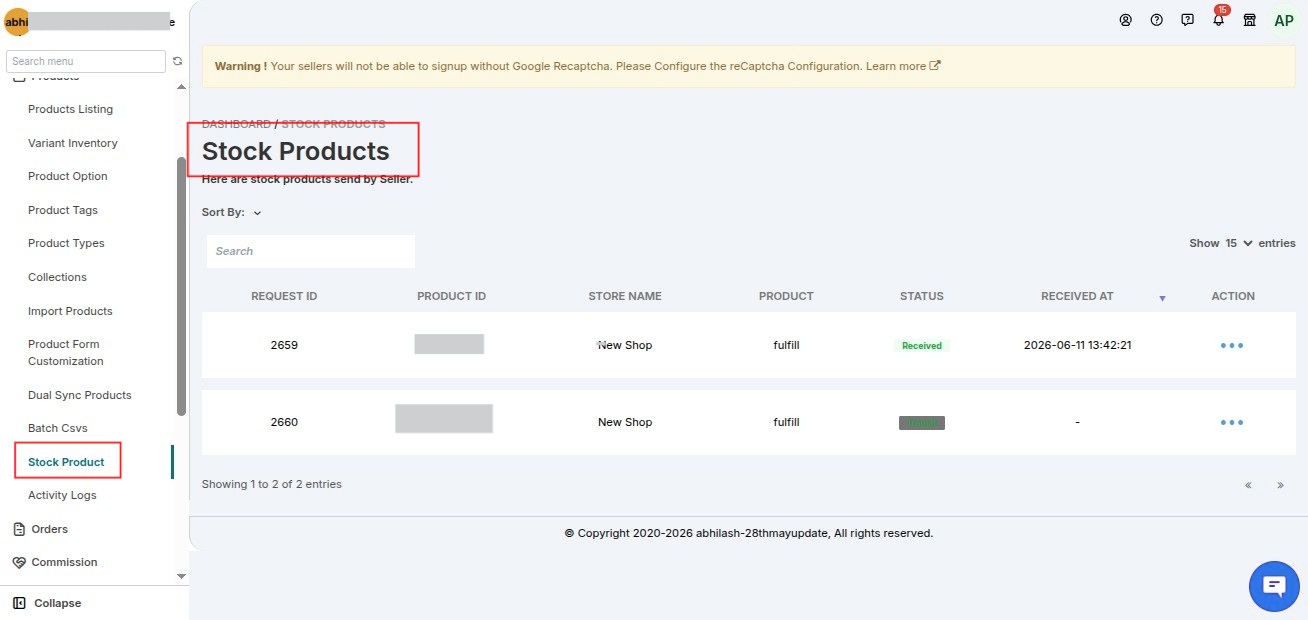 Multivendor Marketplace for Shopify: Stock Management