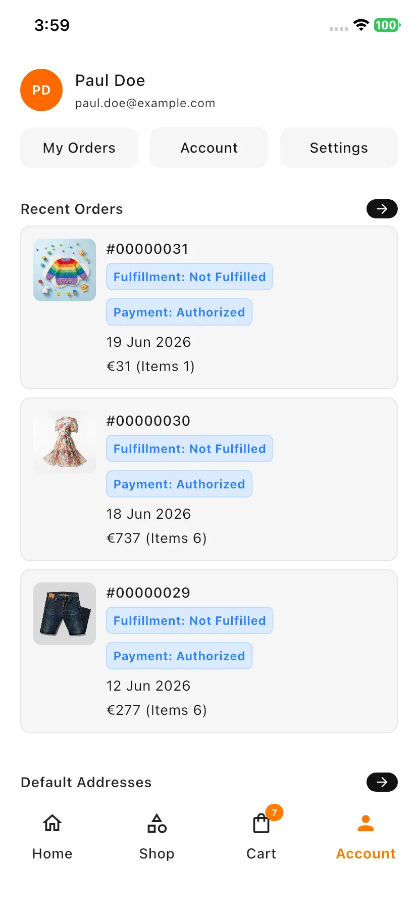 Account Page View