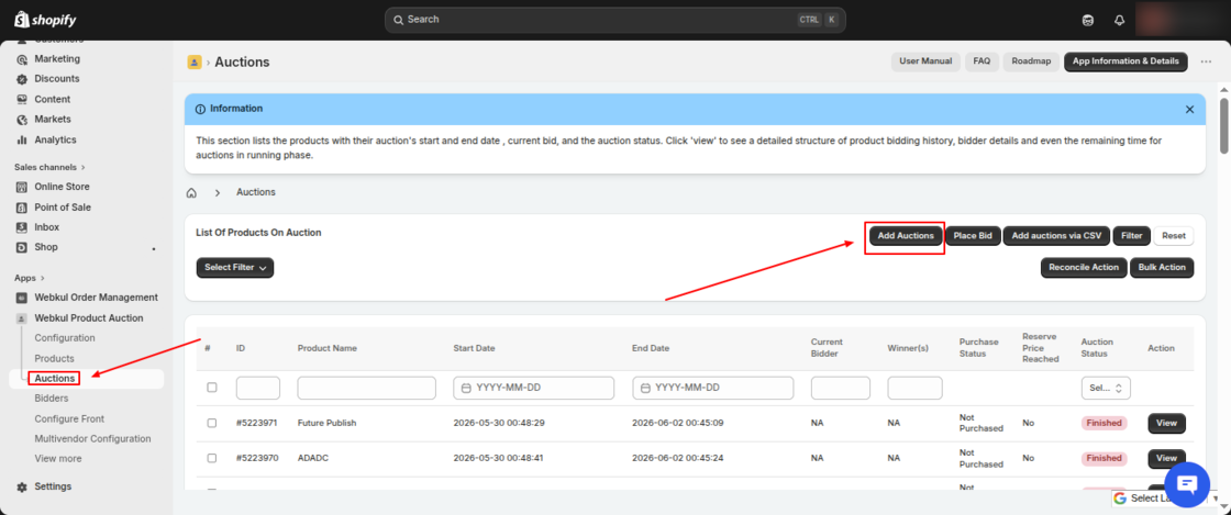 Product Auction for Shopify