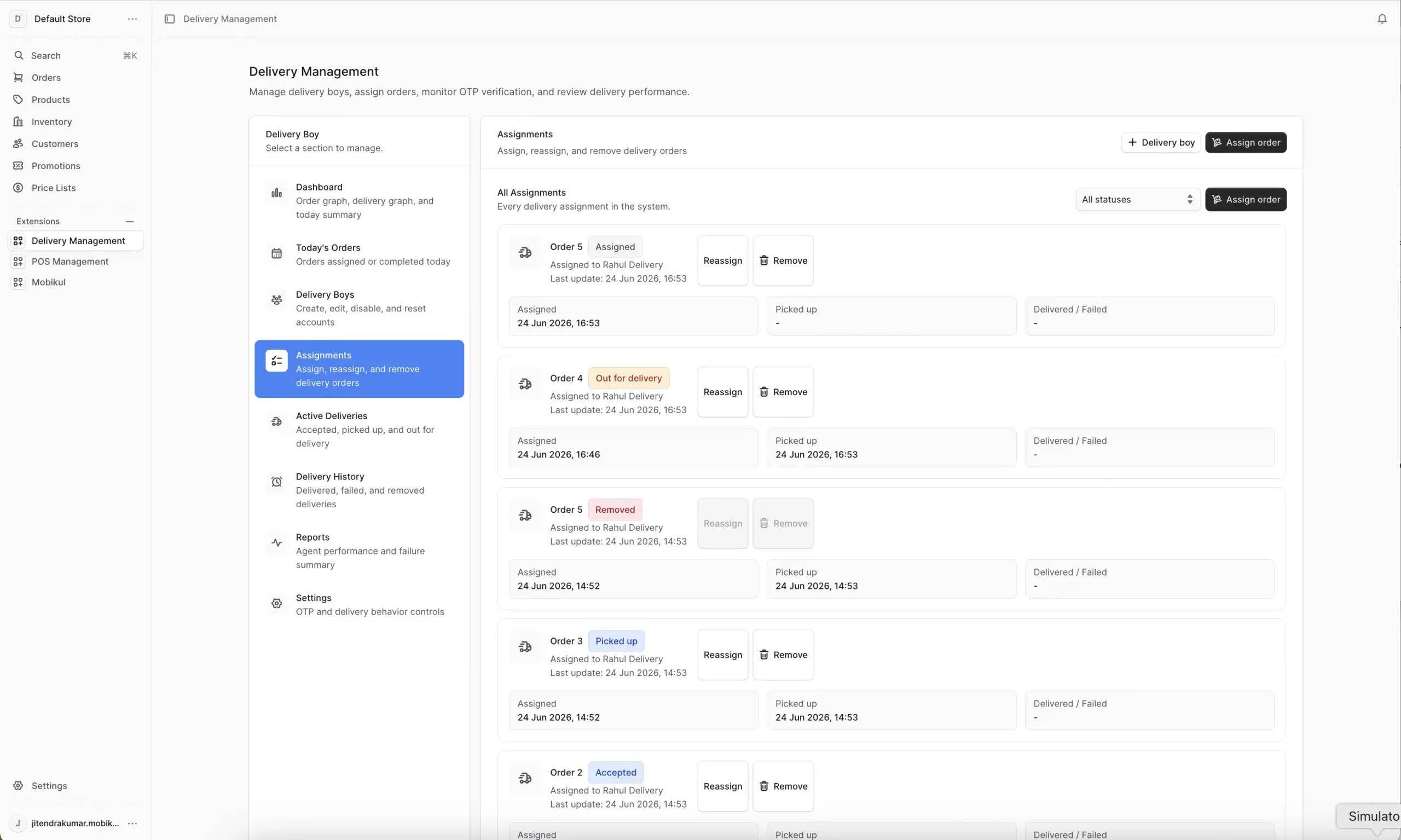 All Assignments view
