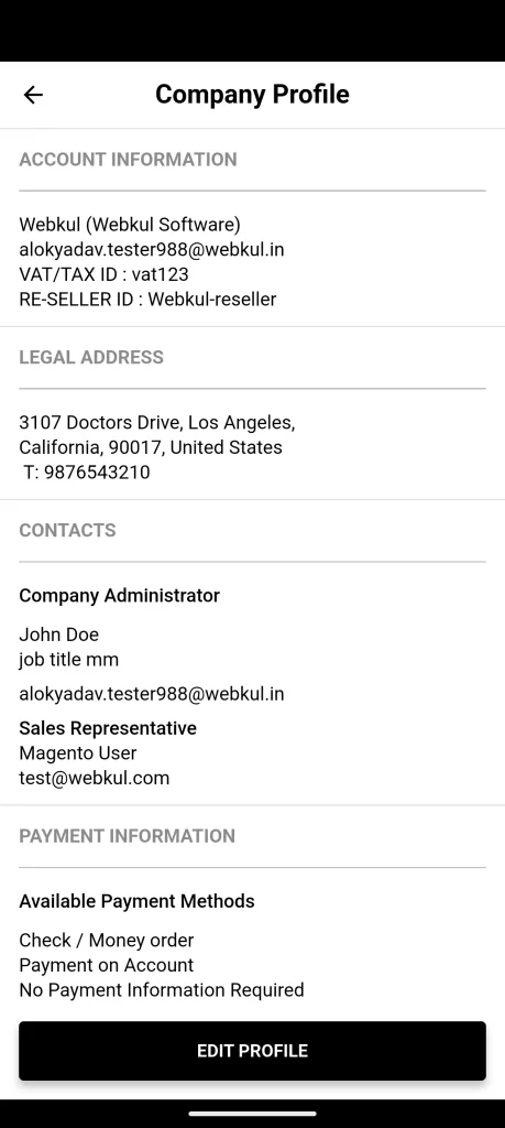 app end - company profile