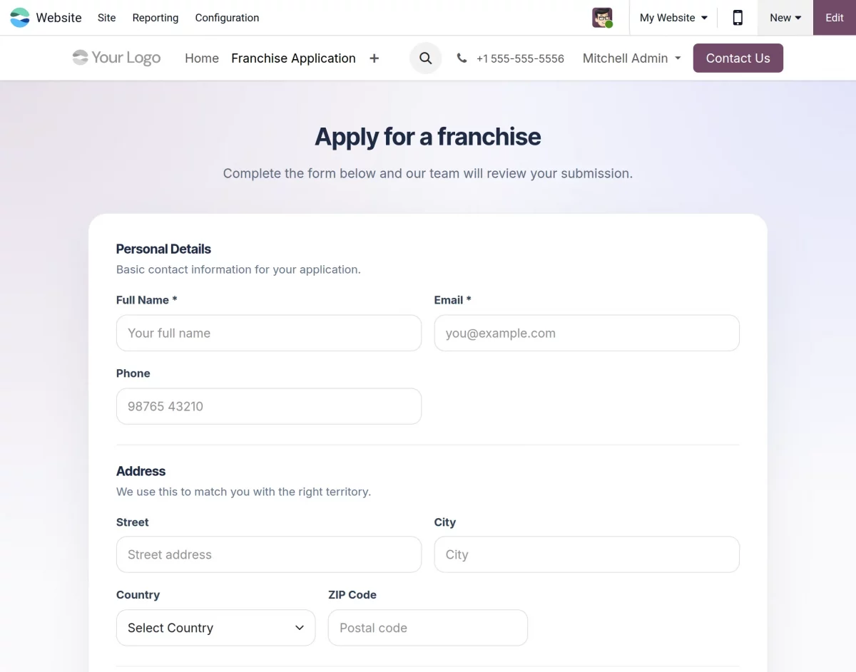 apply for franchise