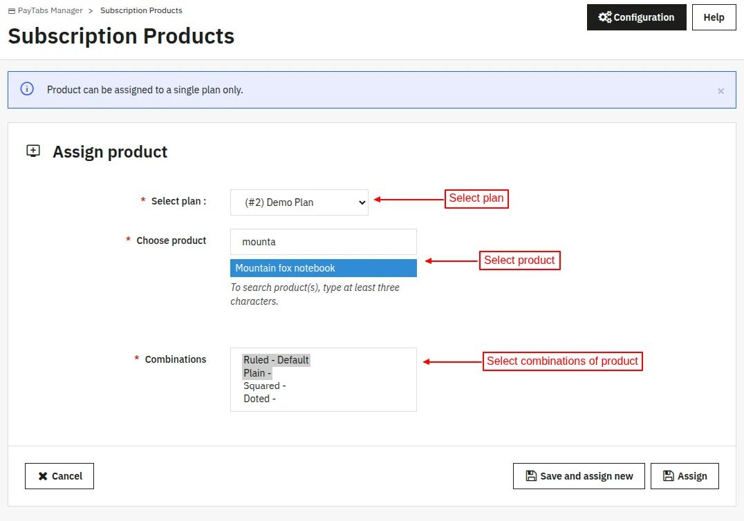 assign products