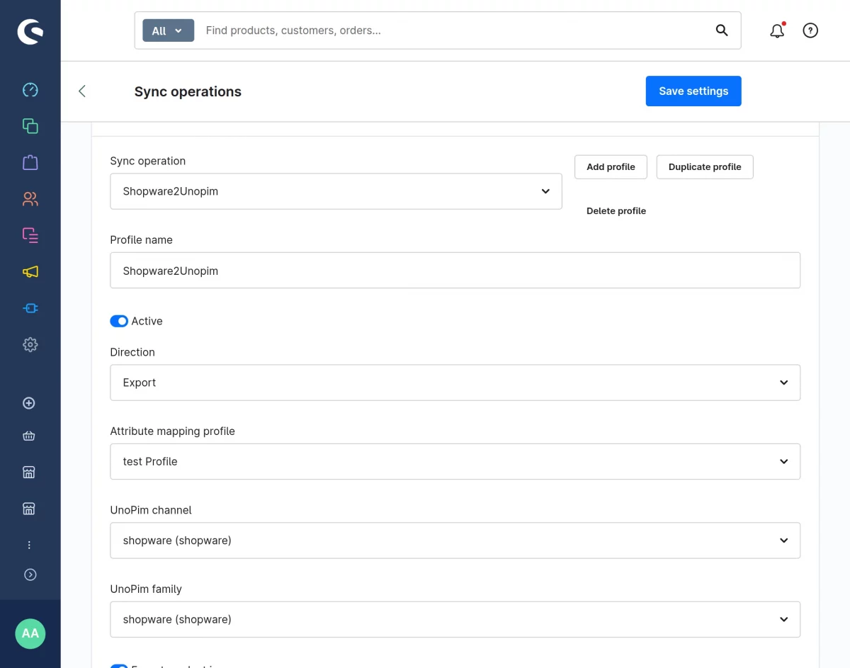 c-export-settings