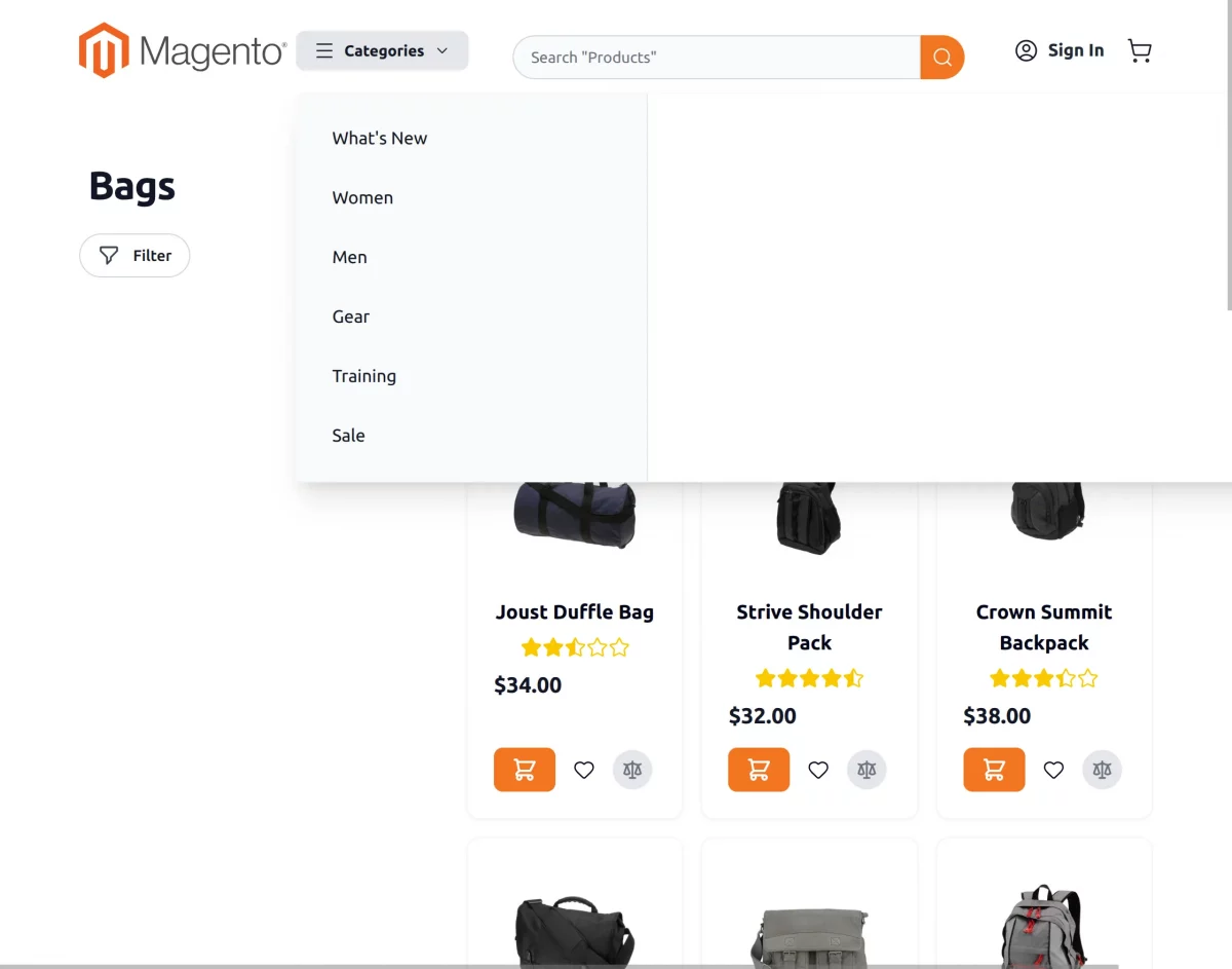 Magento 2 Hyva Multi-Vendor Marketplace Theme category page