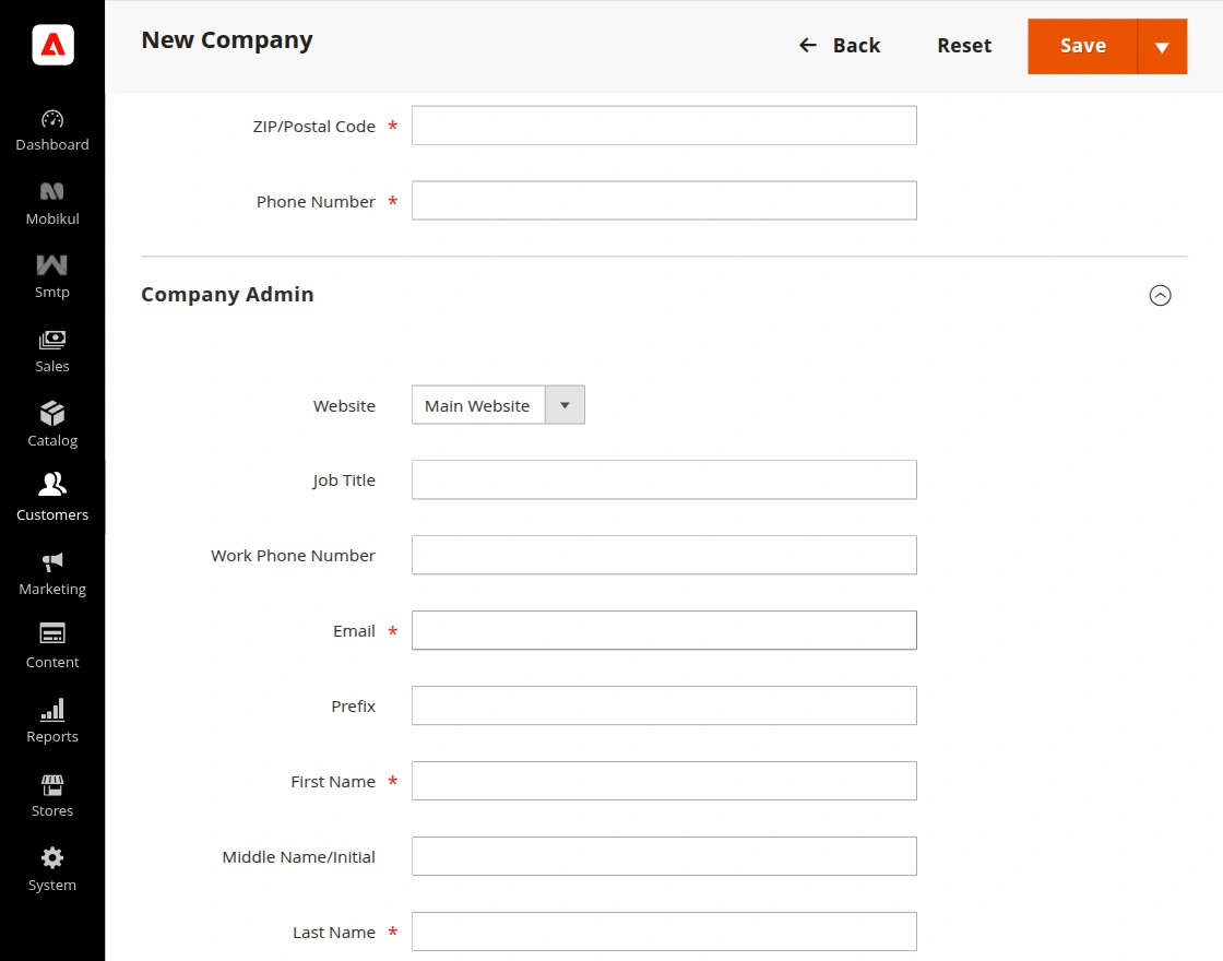 Adobe Commerce B2B Mobile App Company admin