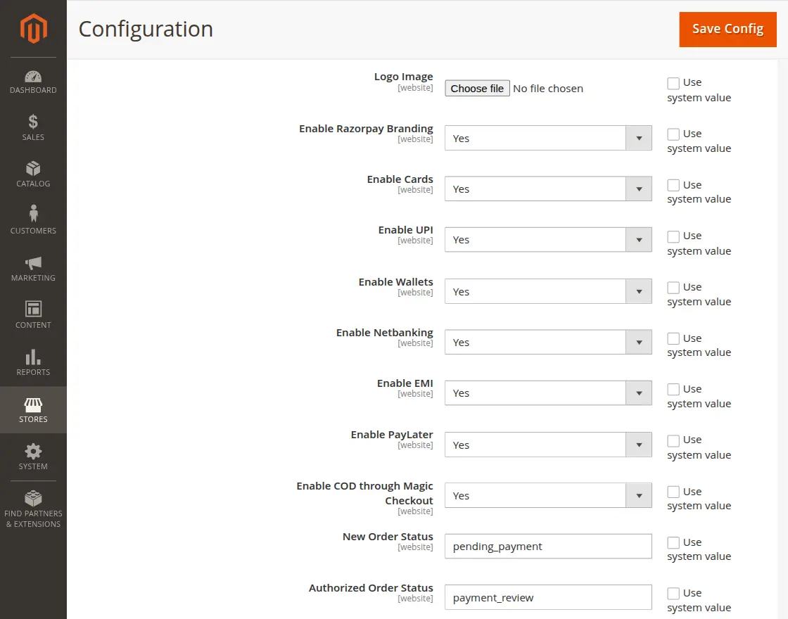 Razorpay Magic Checkout configuration 2