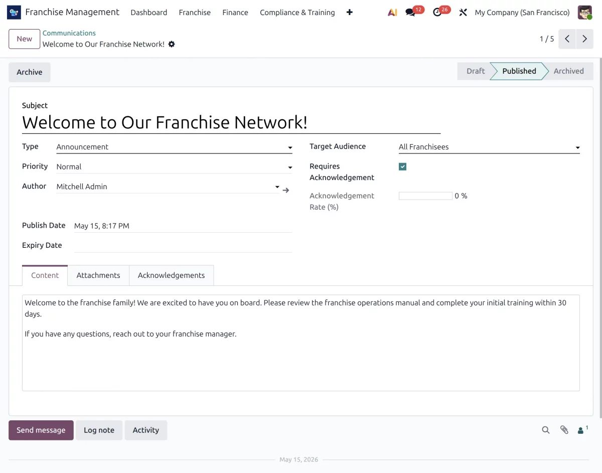 create announcements