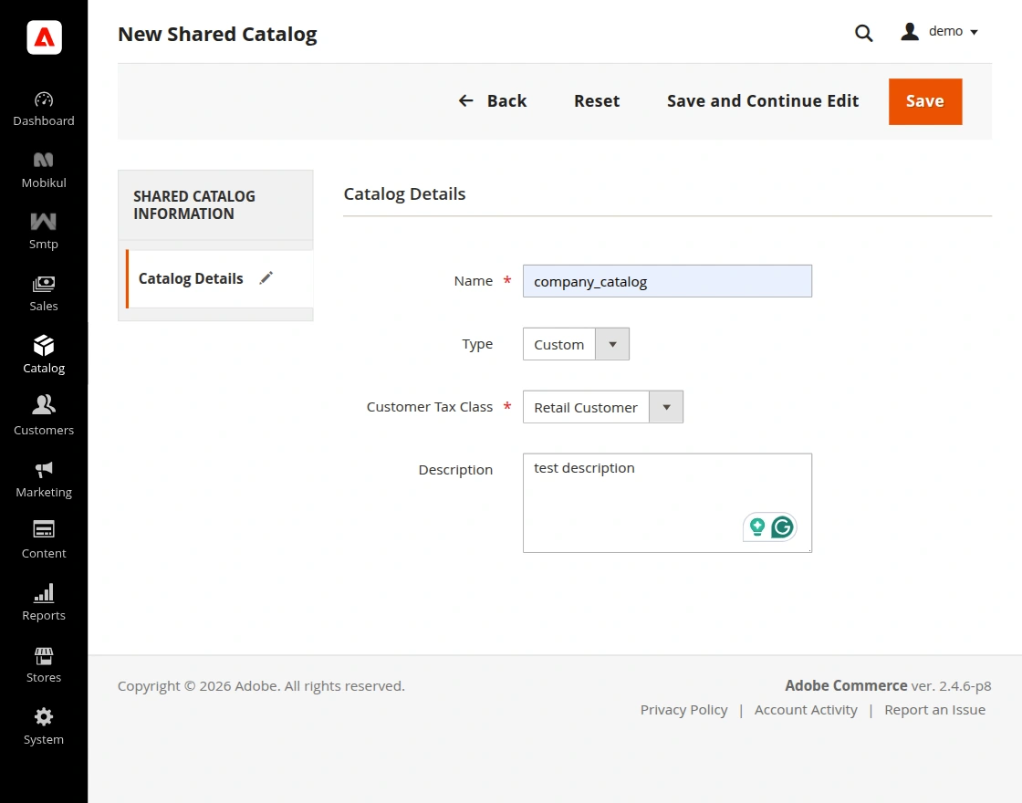 Adobe Commerce B2B Mobile App Catalog Details