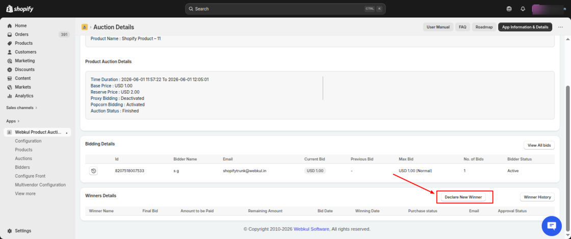 Product Auction for Shopify
