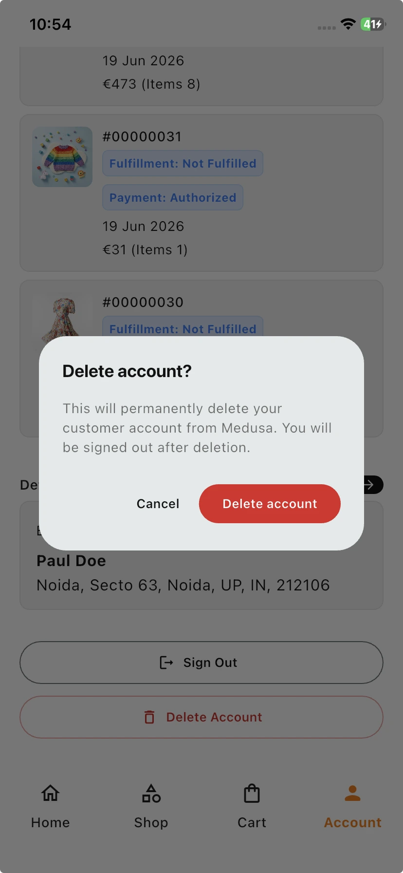Delete Account Pop Show