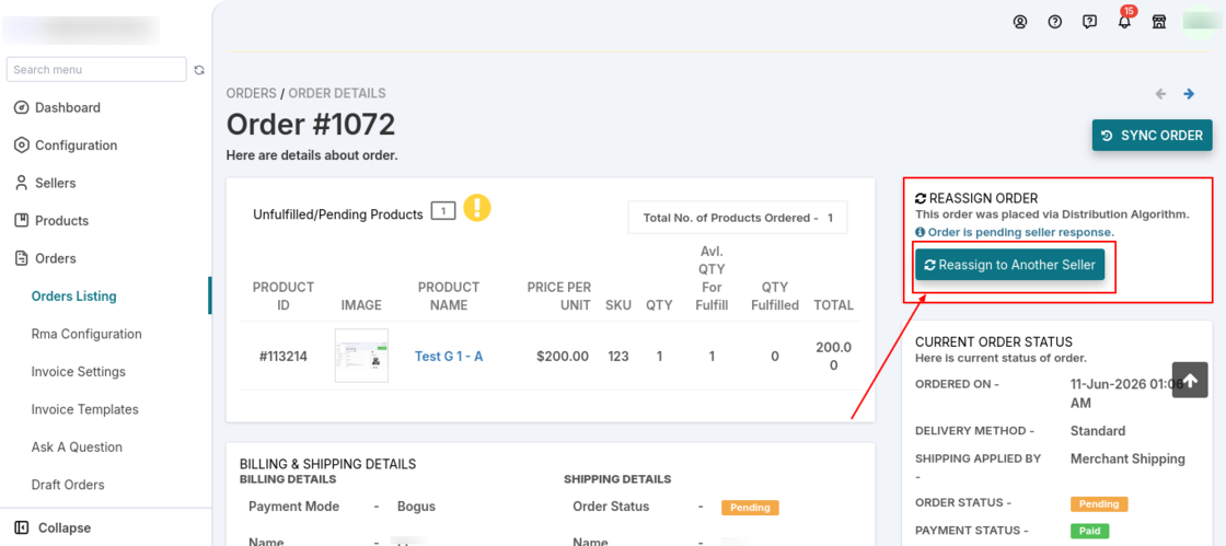 rwassign to another seller
