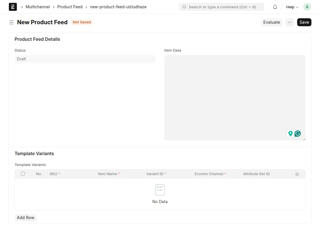 Add new Product Feed