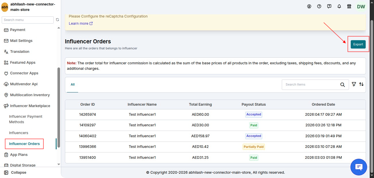 Export Commission Data
