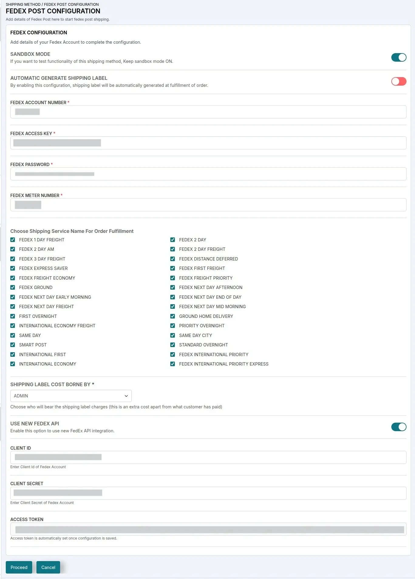 FedEx Post Configuration