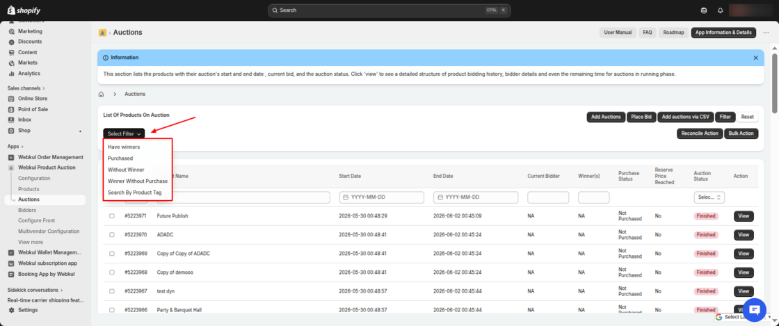 Product Auction for Shopify