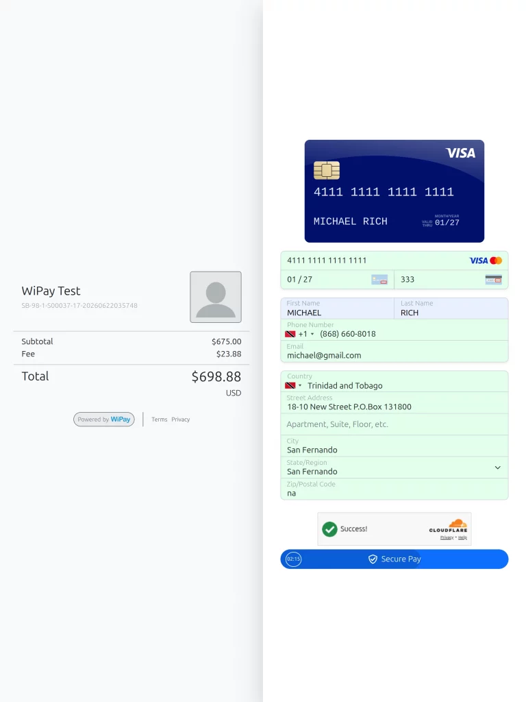Wipay Payment Details