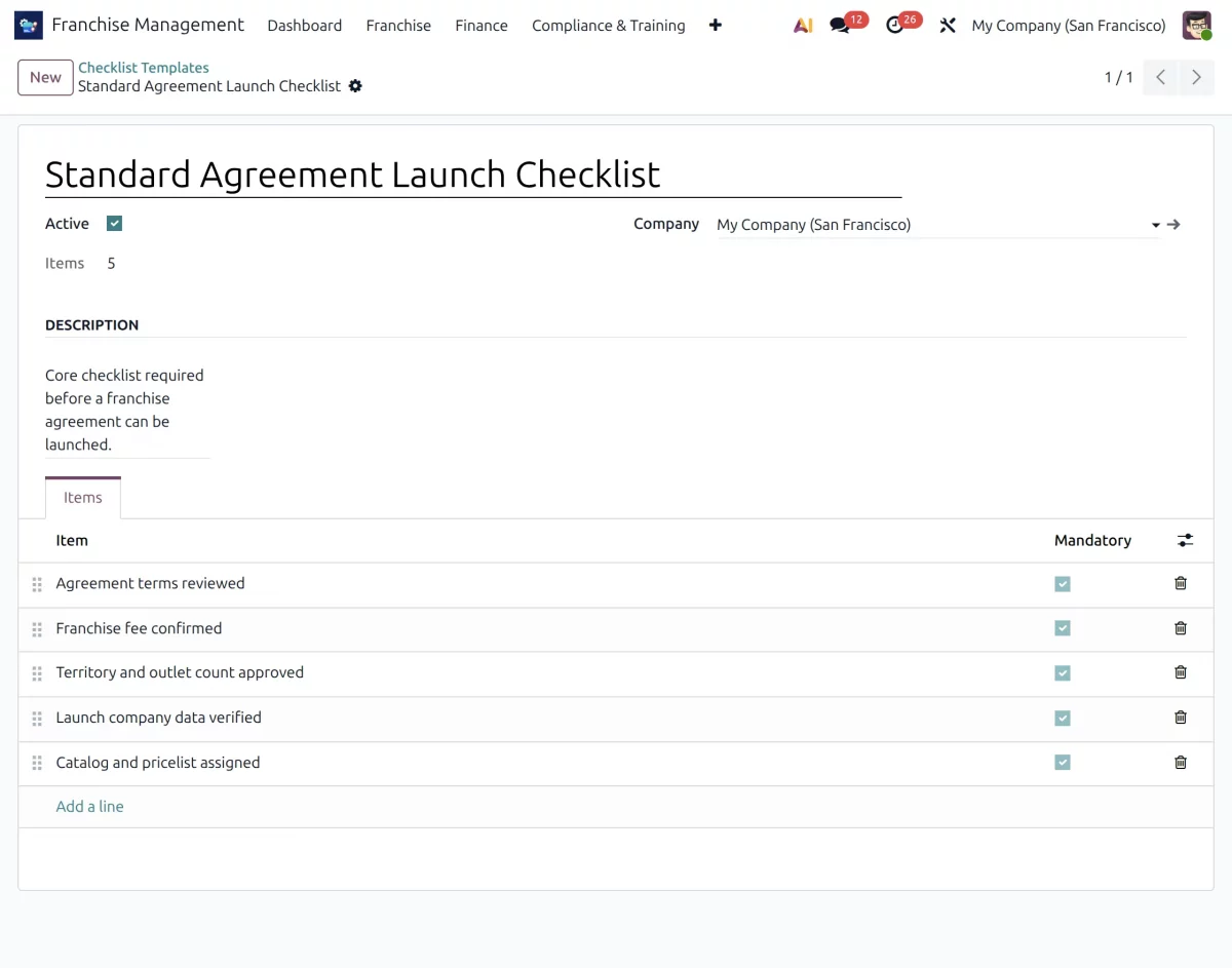standard agreement checklist