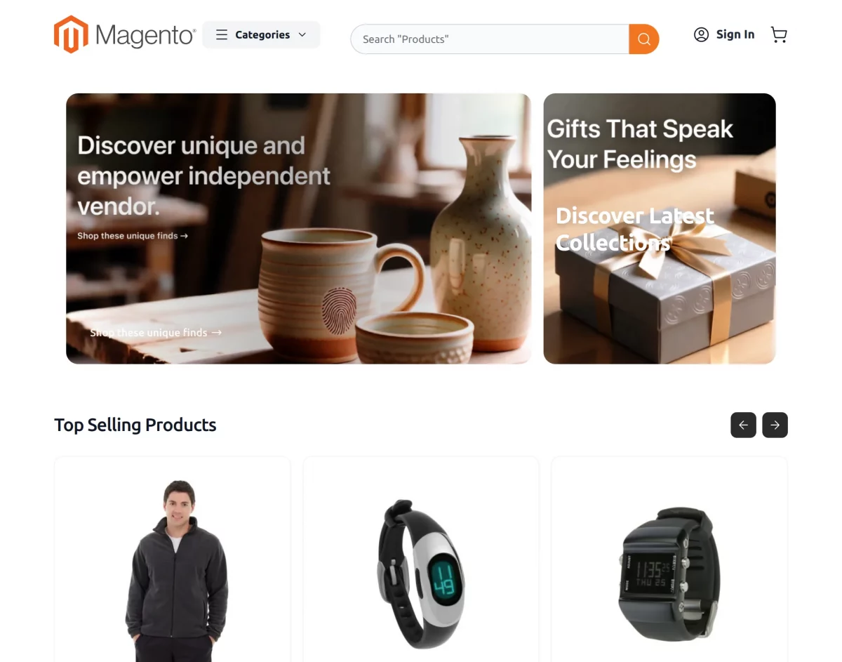 Magento 2 Hyva Multi-Vendor Marketplace Theme Home Page View