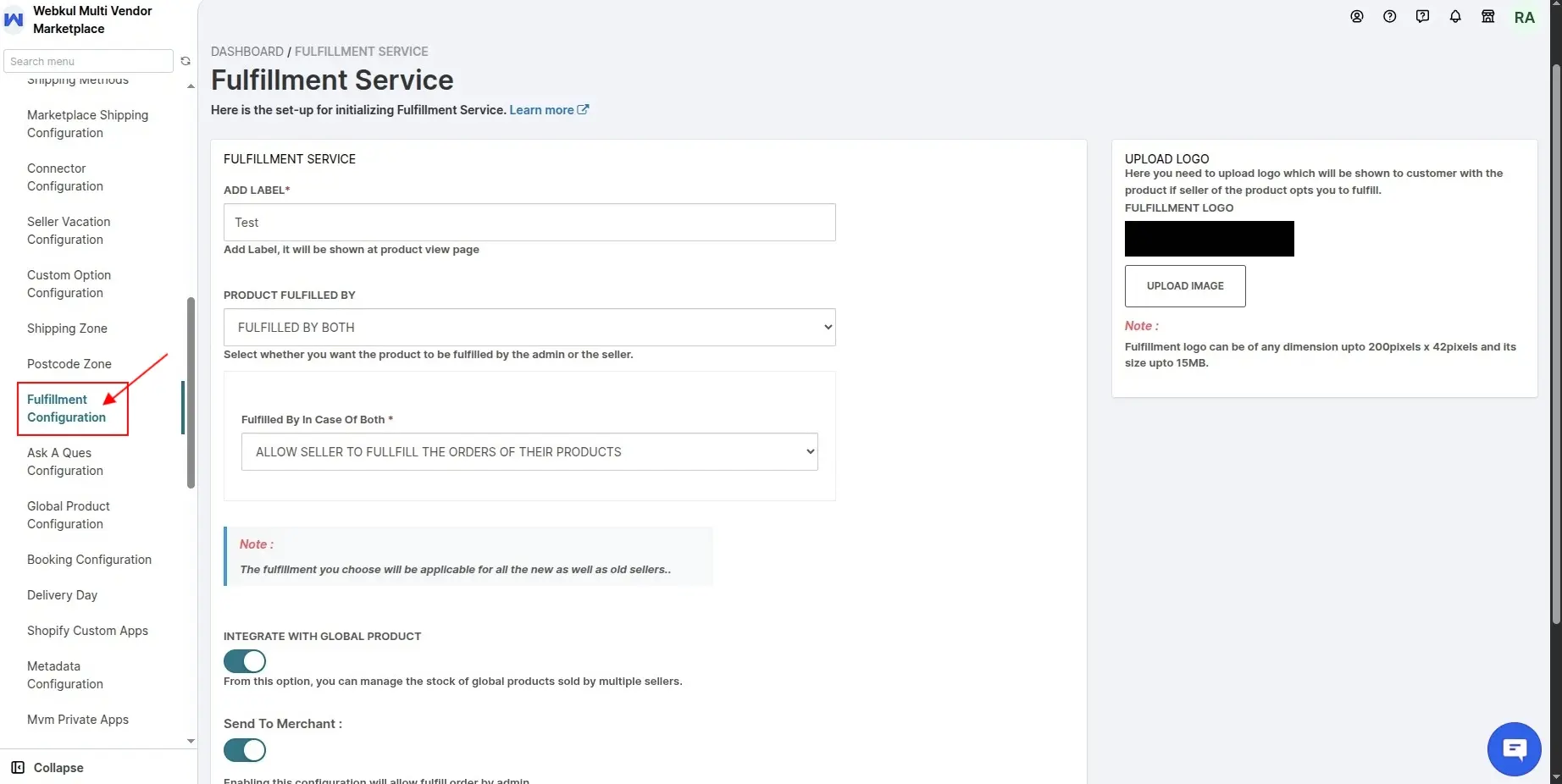 fulfillment configuration