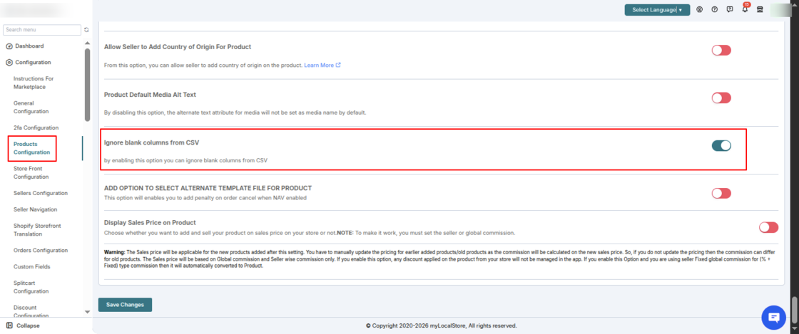 Ignore Blank Columns from CSV