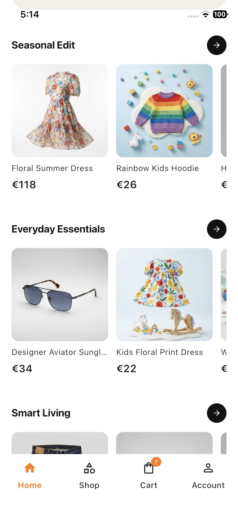 Medusajs Mobile App Builder Home Page View