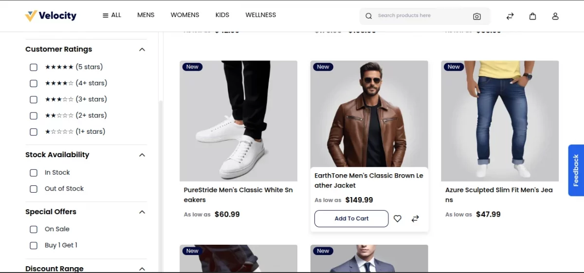Customer Ratings & Stock Availability Filter