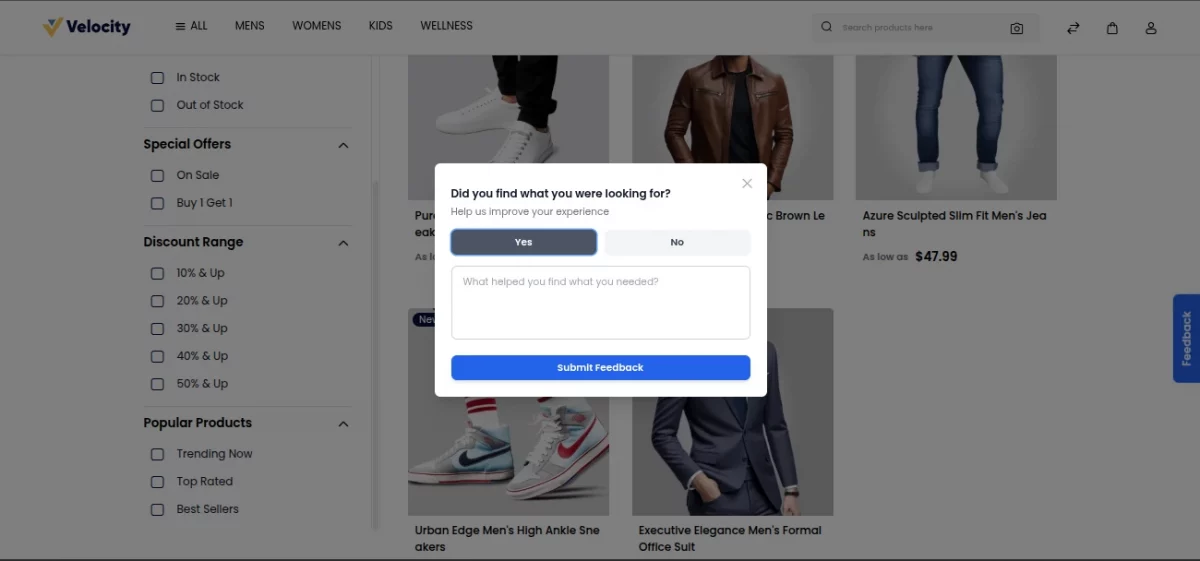 Customer Submit Feedback 