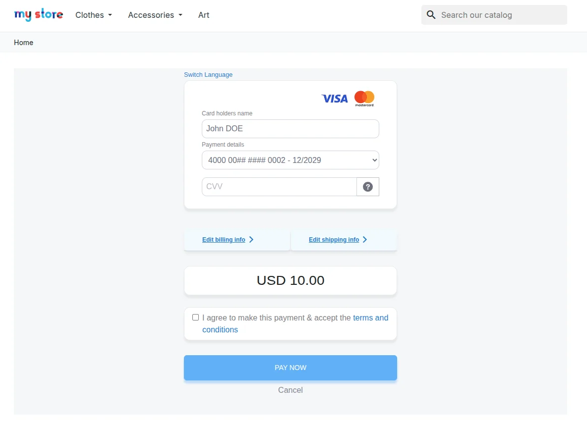 iFrame payment form
