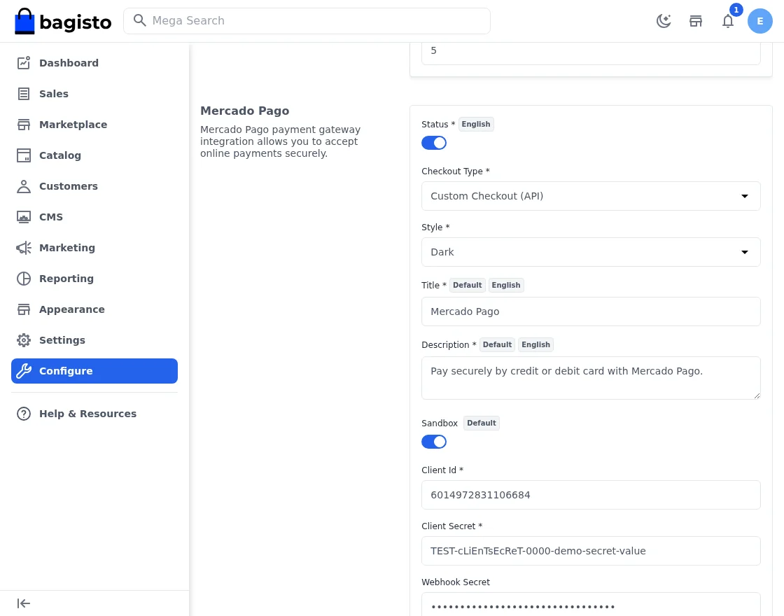 laravel-marketplace-mercado-pago-payment-gateway-admin-configuration